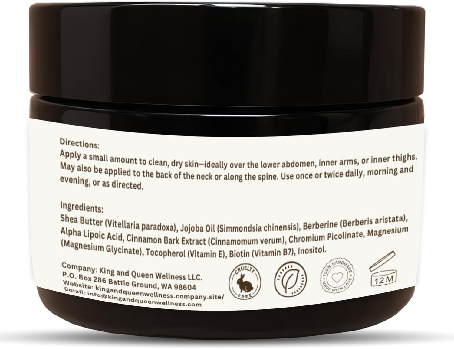 Berberine + ALA Metabolic Support Cream – Weight-Management & Carb-Control Topical | Berberine 98% • Alpha Lipoic Acid • Cinnamon • Chromium • Magnesium | 4 oz – King & Queen Wellness