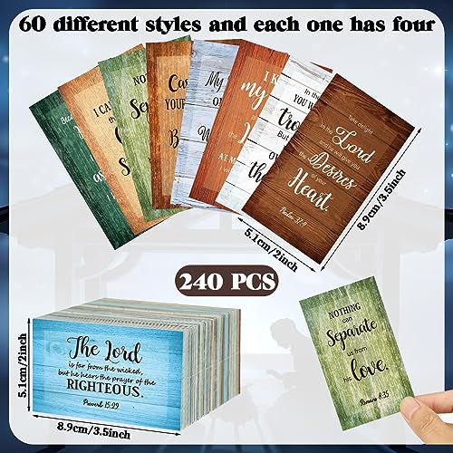240 Pcs Bible Verse Cards with Full Scripture Cards Mini Prayer Cards for Women and Men Motivational Assorted Inspirational Quote Cards Bulk for Student Friend Religious Christian Gift (Classic Style) - Thumbnail 2