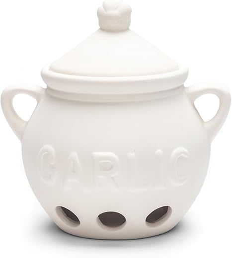 Fox Run Garlic Keeper, 5.25 x 4.25 x 5.5 inches, White