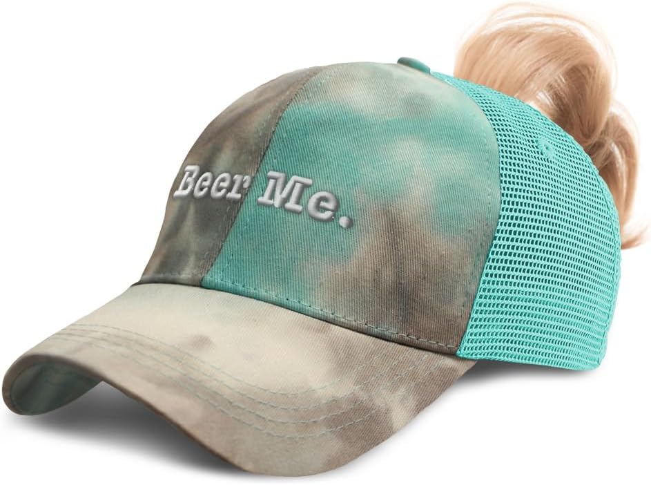 Speedy Pros Womens Ponytail Cap Beer Me Cotton Distressed Trucker Hats