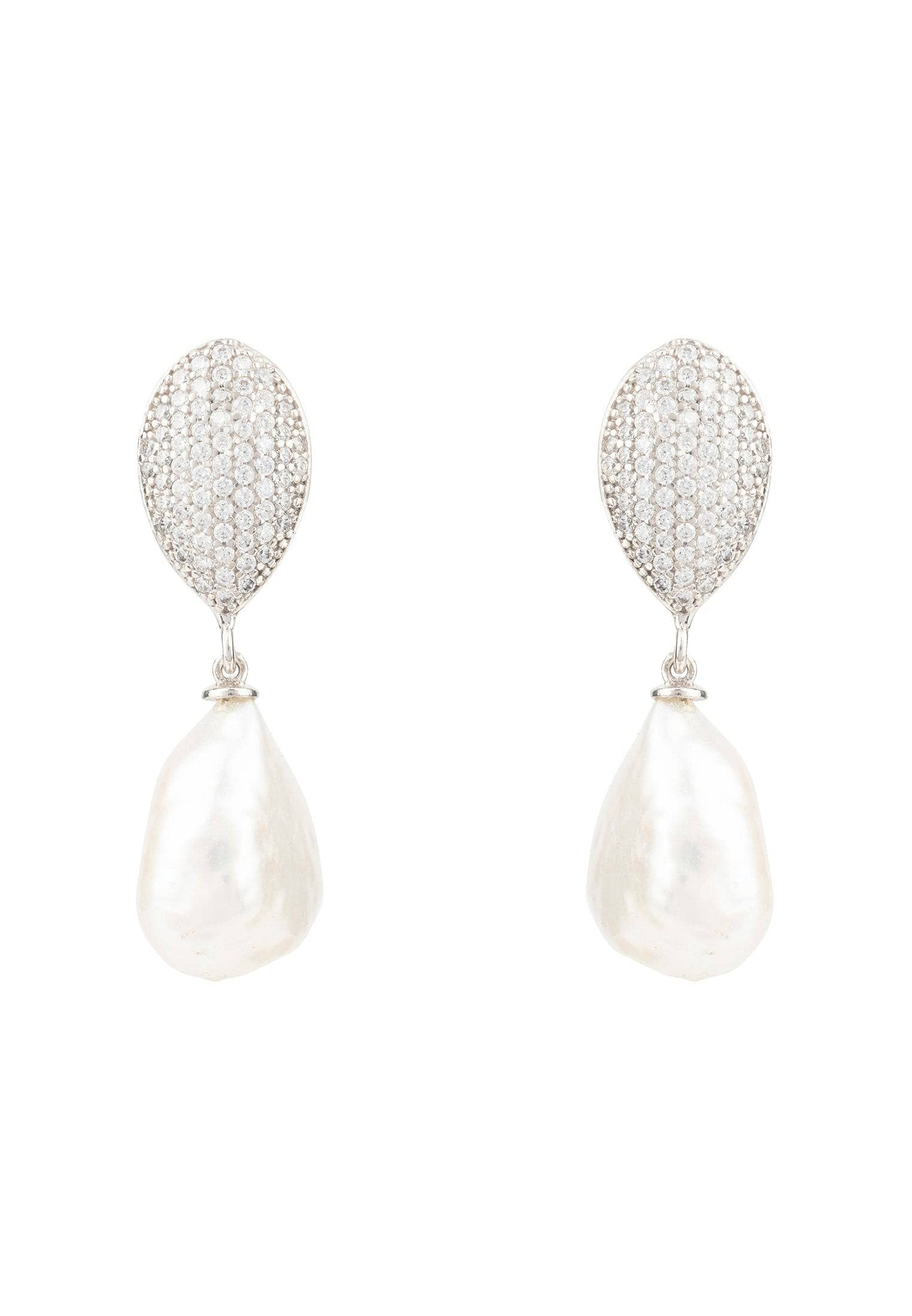 Baroque Pearl Classic Drop Earrings Silver