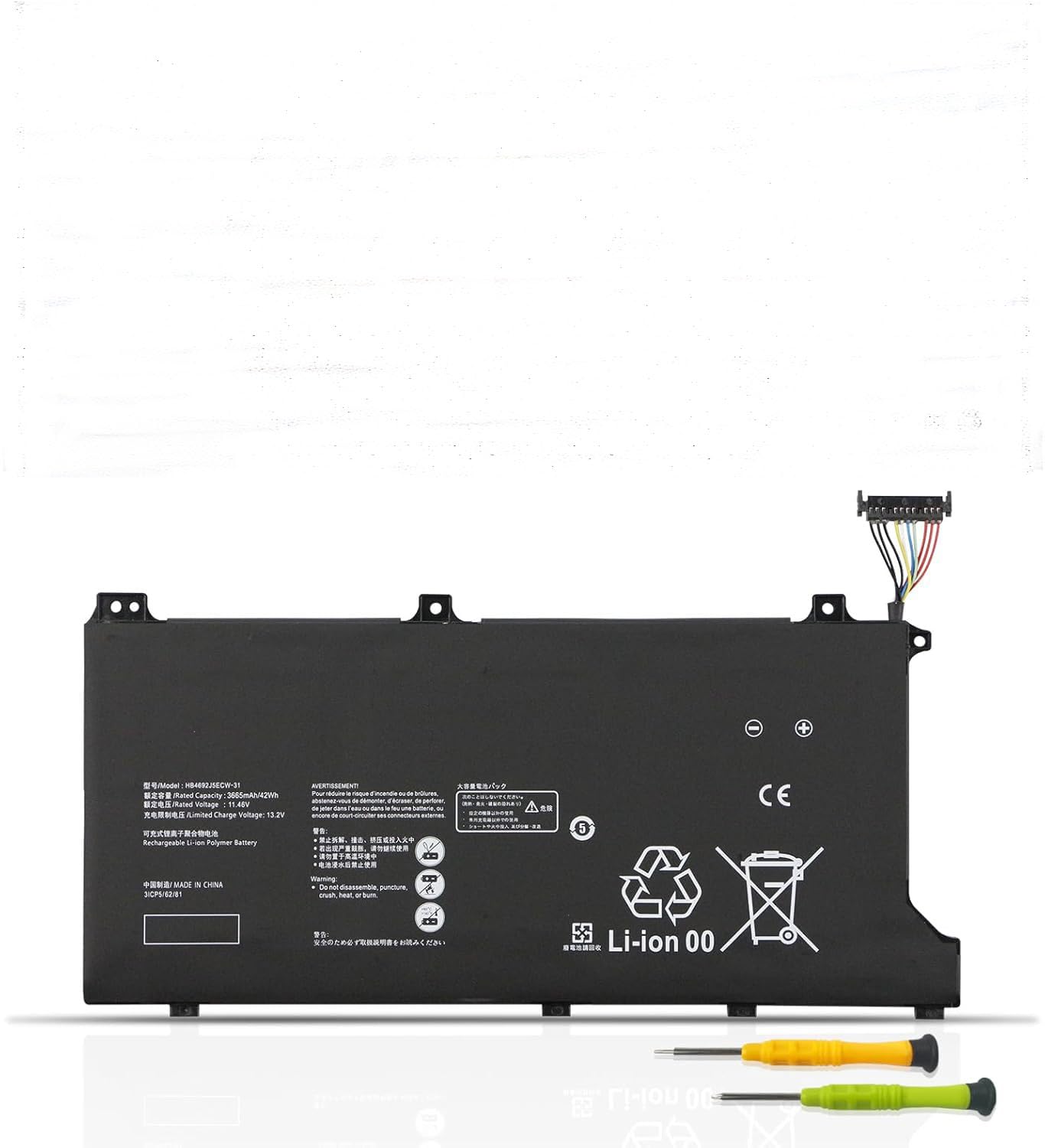 HB4692J5ECW-31 Battery Compatible for MateBookD 15-53010TUY MagicBook VLT-W50 HB4692J5ECW-31B HB4692J5ECW-31C Series 11.46V 42Wh 3665mAh