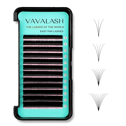 Miniatura 7 de VAVALASH Extensiones de pestañas postizas en abanico con forma de espigas, bandeja mixta de 0.315-0.591 in, rizo C, 0.003 in, negro mate,