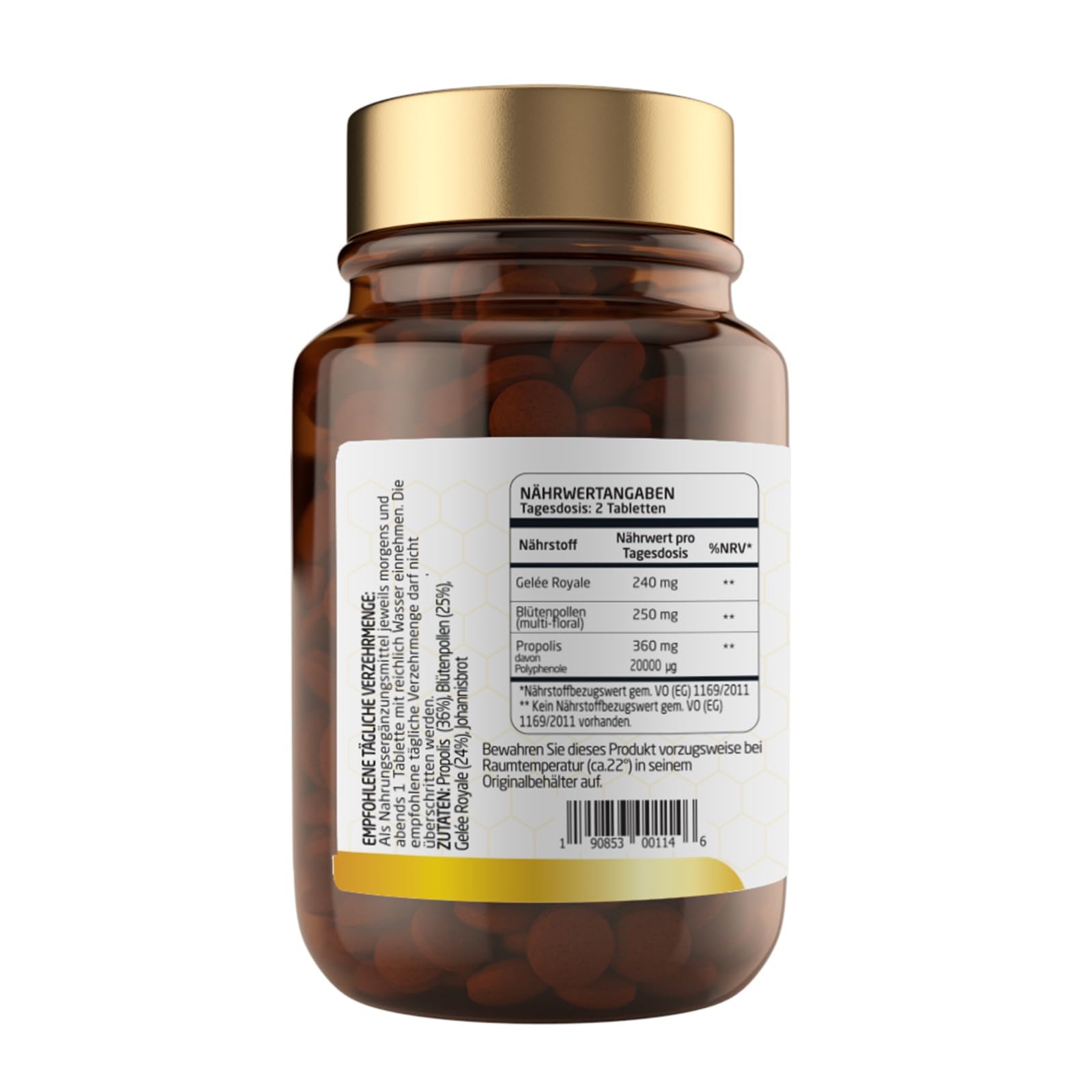 Bee&You Propolis, Gelée Royale & Blütenpollen Tabletten 500 mg – 60 Tabletten, Natürlich & ohne Zusatzstoffe