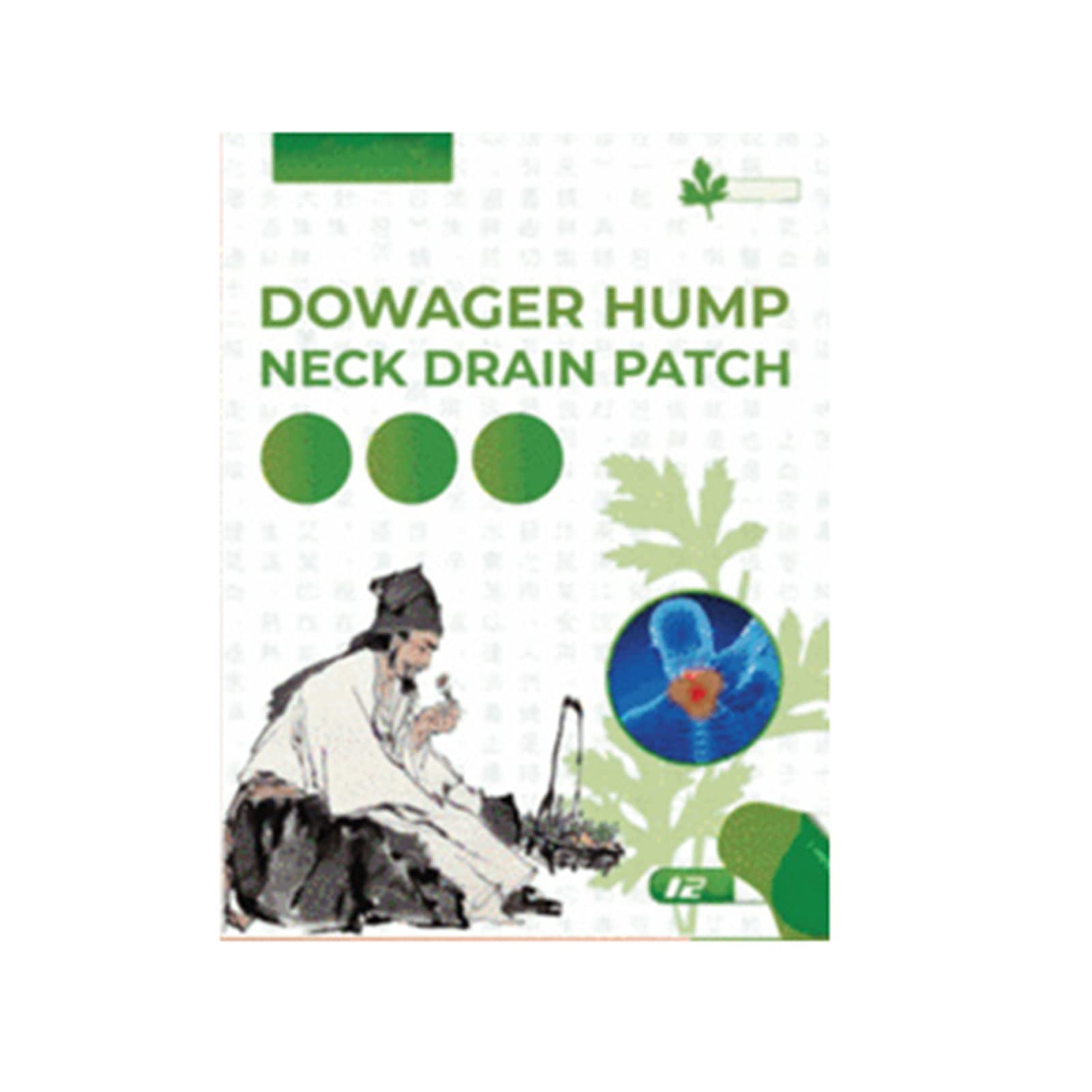 Aosbset Neck Pain Relief Patches, Dowager Hump Neck Drain Patch, 12pcs Wormwood Neck Patch Body Pain Relief Sticker for Body Care