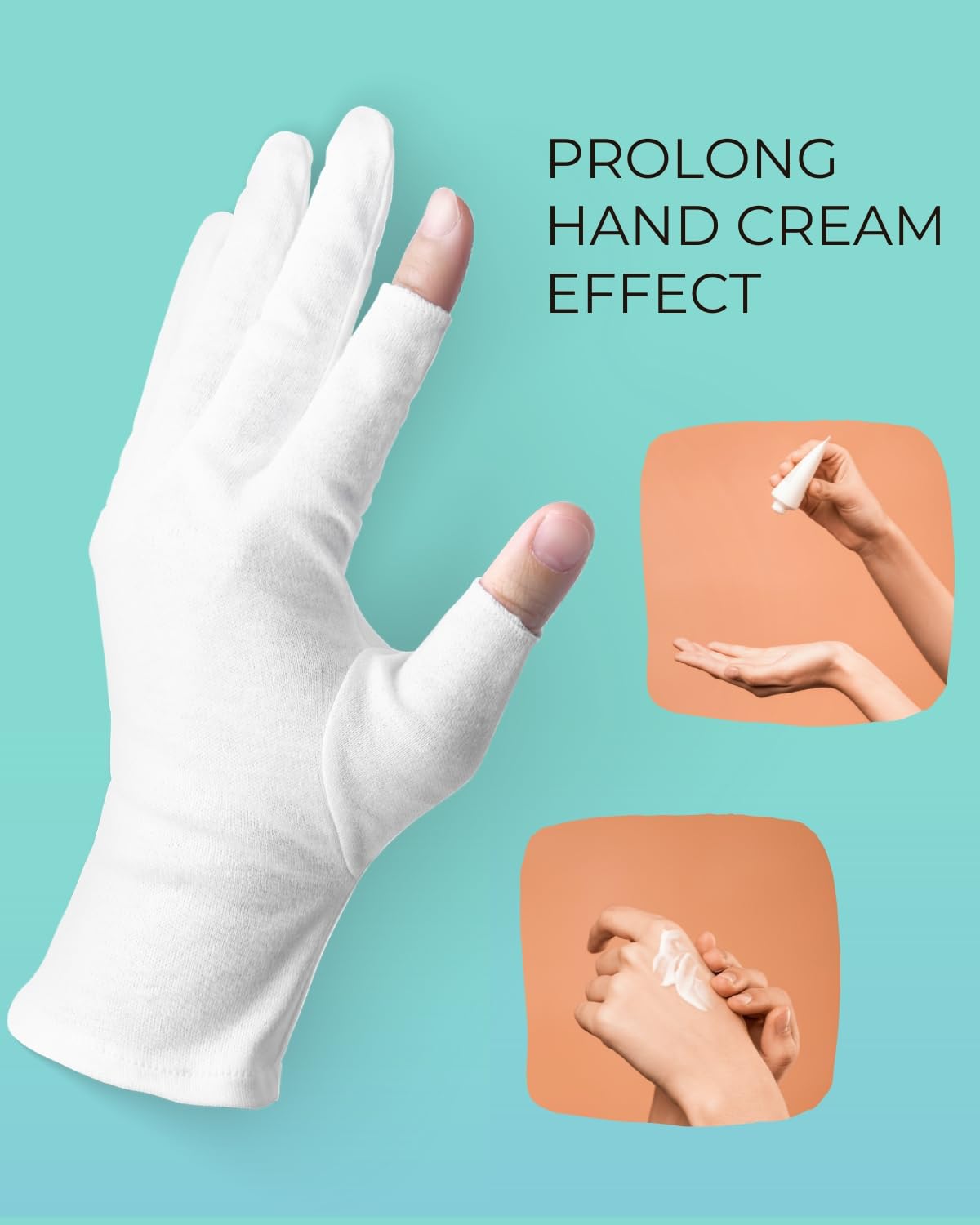 2 pares de guantes de algodón para pantalla táctil, guantes blancos para manos secas, guantes de algodón para dormir, guantes de noche hidratantes, guantes blancos 100% algodón, talla M (2 3