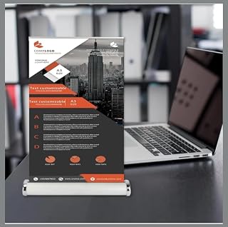 Desktop Roll-Up Banner Stand, Luxury A3 Size, Tabletop Display, Text Customisable, for Business Presentations Without Flex Price In India