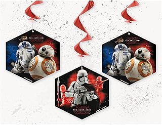 Unique Star Wars VIII Hanging Swirl Decorations-26 | Red | 3 Pcs, 5.63