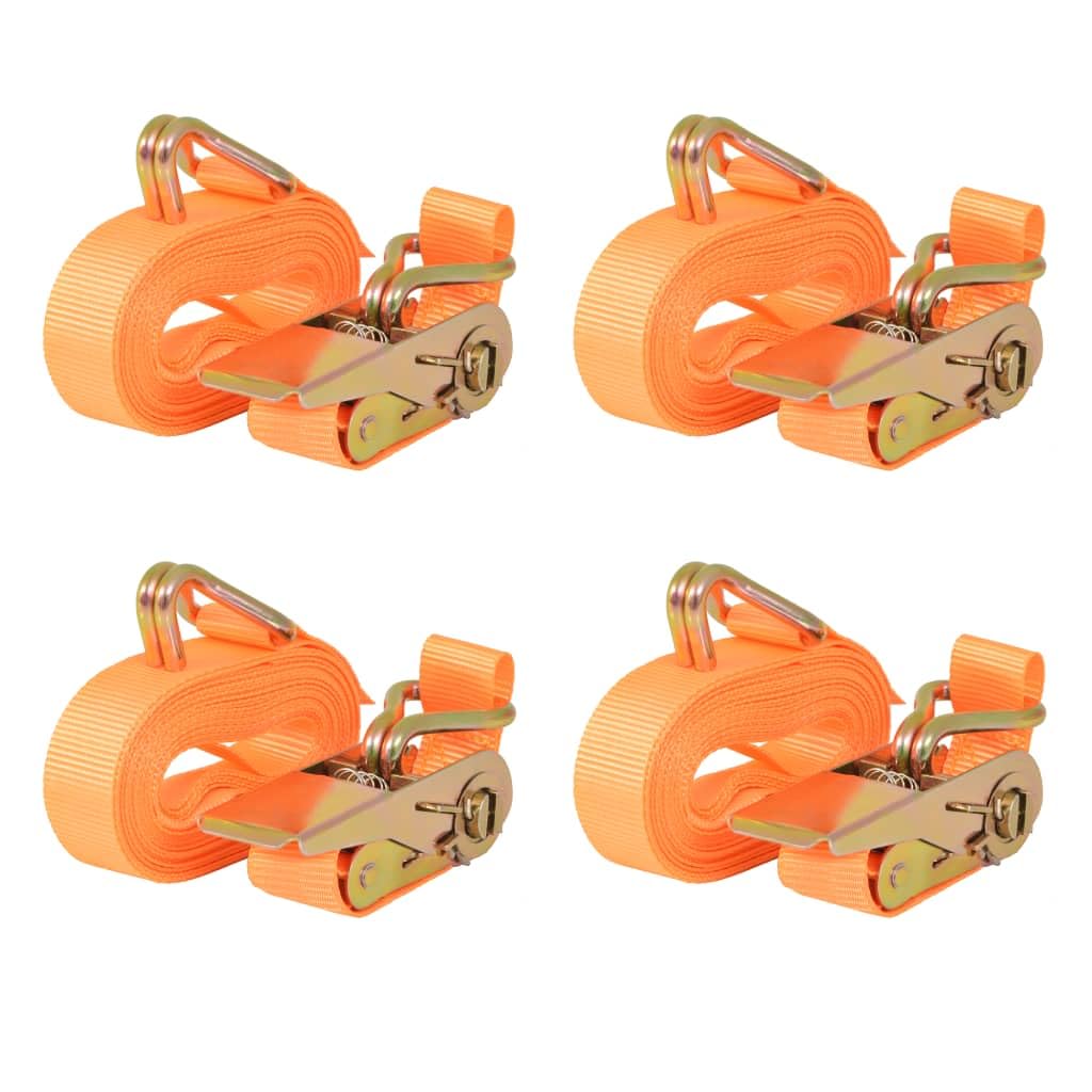 JUDYY Cinghie d'Ancoraggio 4 pz a Cricchetto 0,4 T 6mx25mm Arancione,Cinghie d'Ancoraggio a Cricchetto,Cinghie di Tensionamento-142658