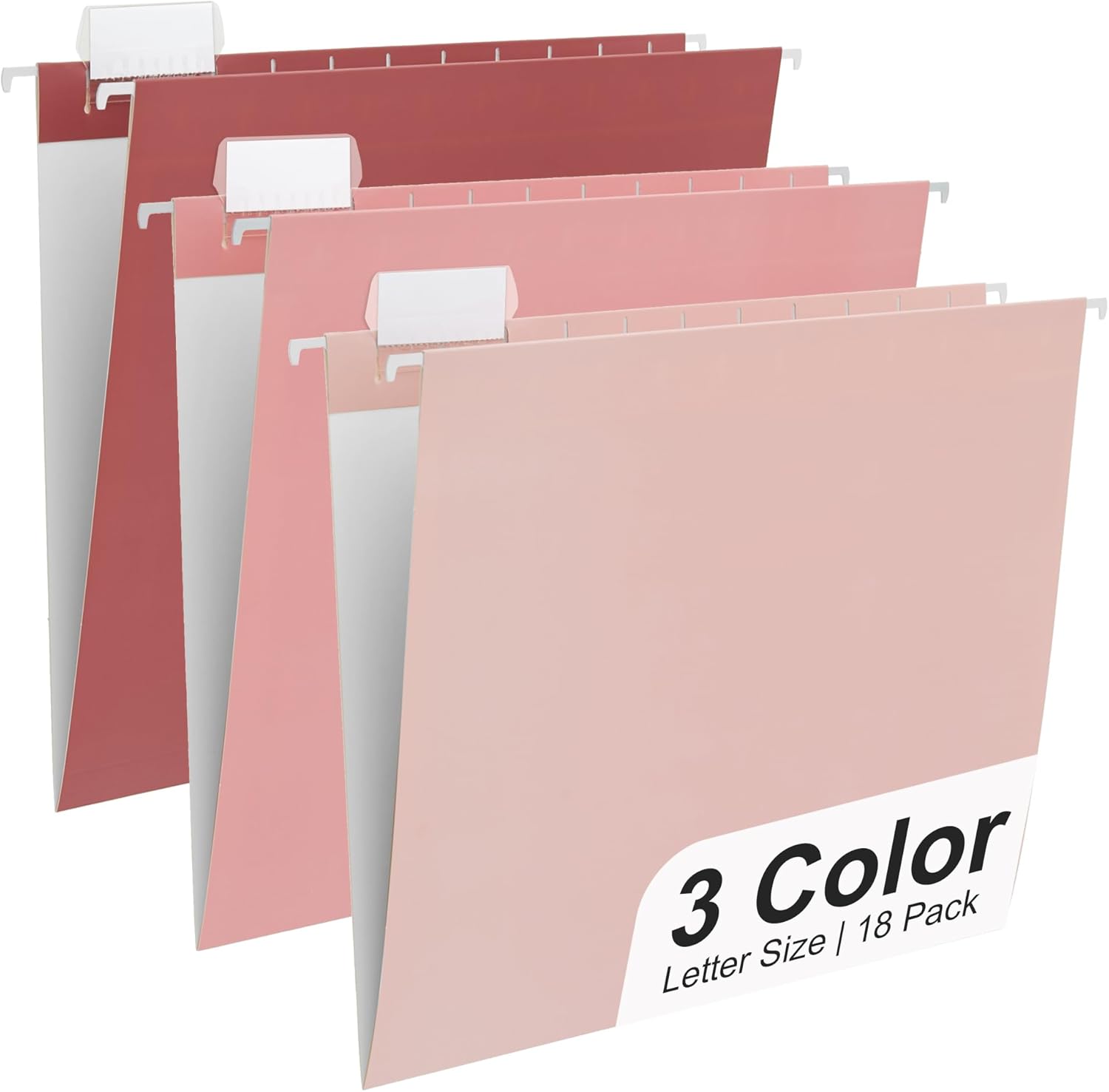 Y YOMA 18 Pack Gradient Hanging File Folders Letter Size Decorative Hanging Folder Pretty File Folder Organizer for Filing Cabinet Office Home with 1/5-Cut Adjustable Tabs, Cute Pink