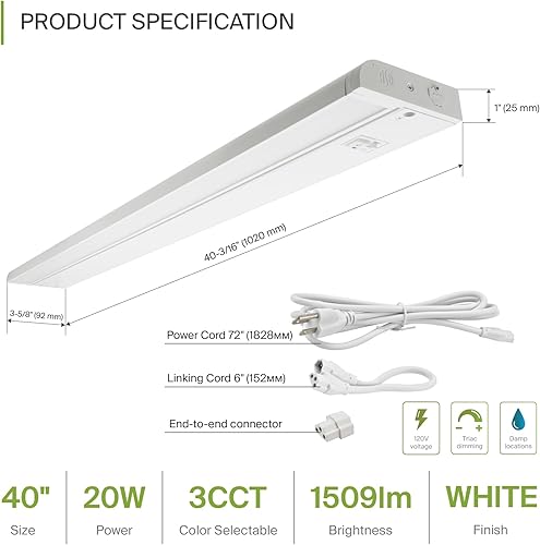 Miniatura 50 de ASD Iluminación LED giratoria para debajo del gabinete, 12 pulgadas, 5 W, cableado o enchufable, 2700 K/3000 K/4000 K, interruptor de alta/bajo