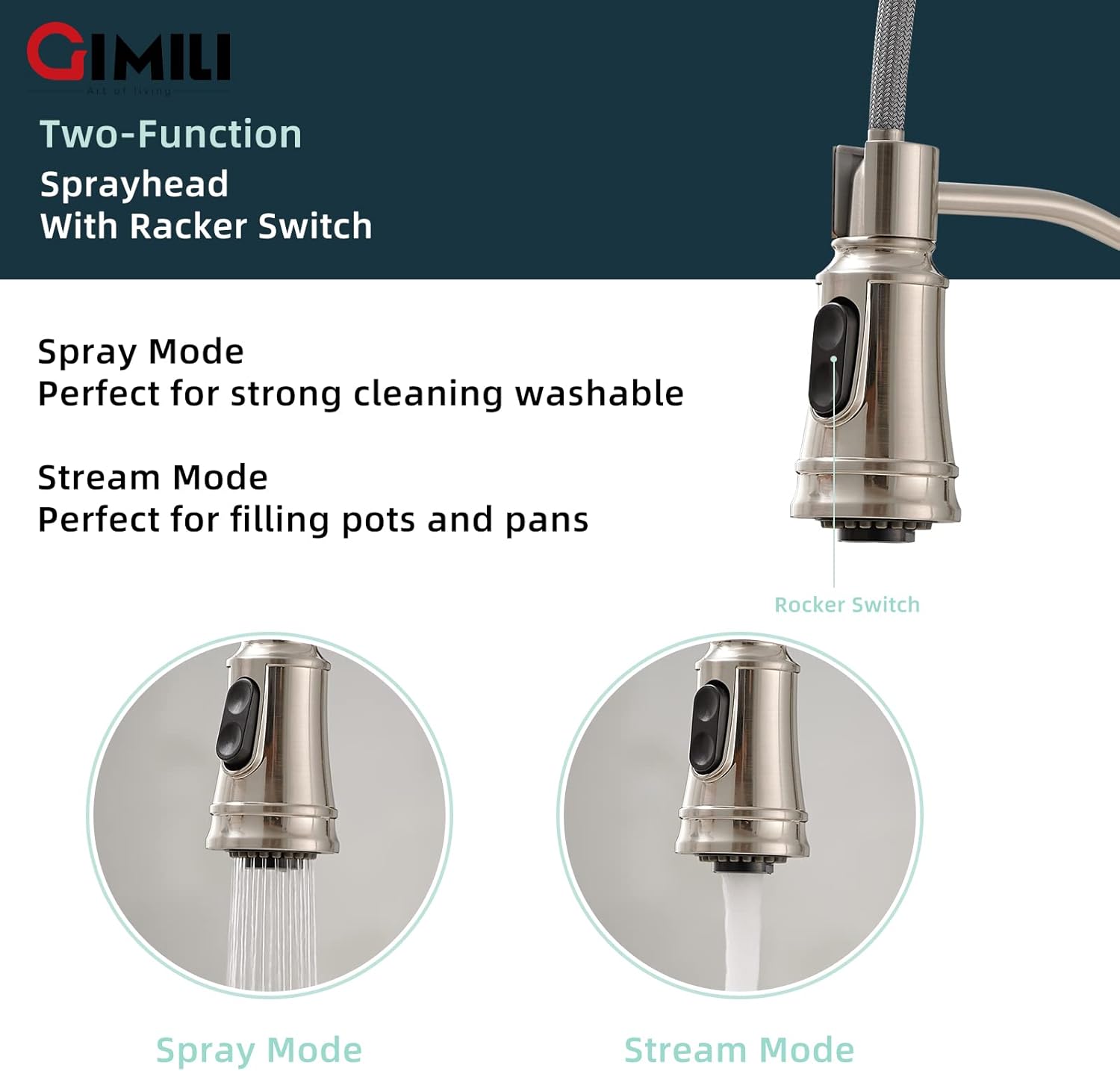 GIMILI Smart Touchless Kitchen Sink Faucet with Pull Down Sprayer, Motion Sensor Activated Hands-Free Single Handle Kitchen Faucet Brushed Nickel