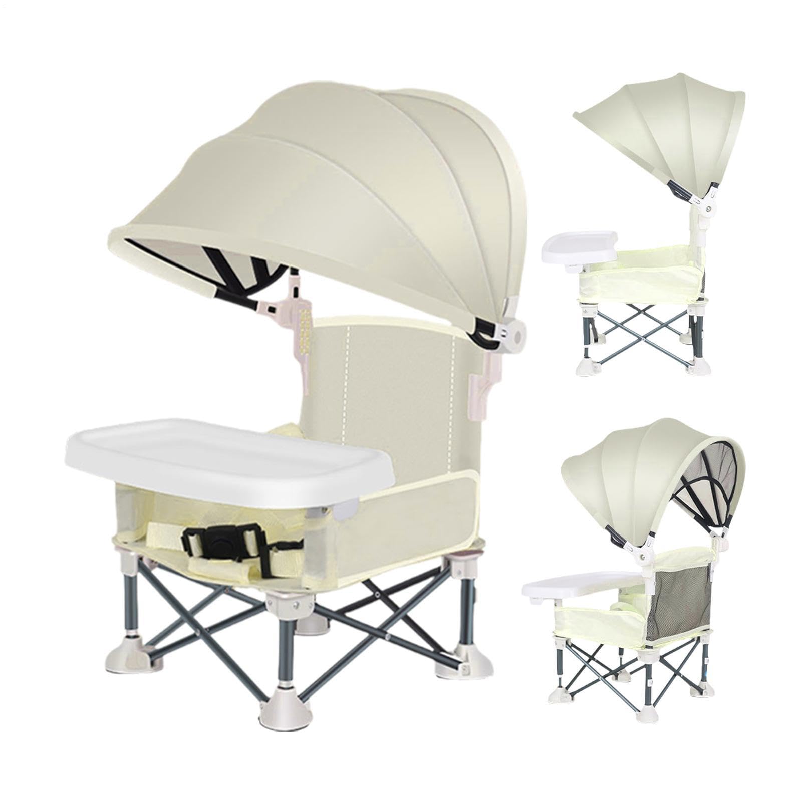 Seggiolino Portatile per Bambini | Seggiolino per Bambini Seggiolinos Da Viaggio Pieghevole | Sedia Pieghevole con Tendalino E Vassoio Rimovibile | per Casa Giardino Spiaggia Campeggio