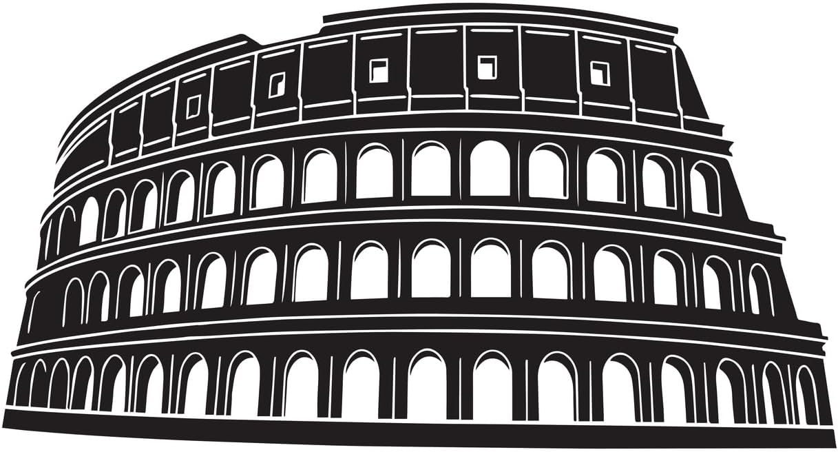 The Roman Colosseum Wall Art | Ancient Landmark Vinyl Decal for Home Decor, Museum Decoration, School Classrooms, Office | Small, Large Sizes | Black, White, Red, Gray, Yellow Other Colors