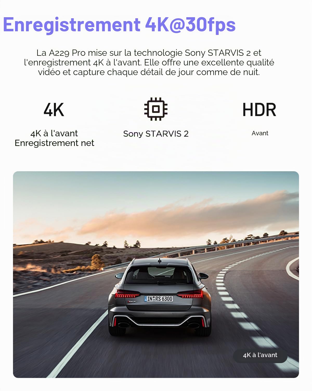 VIOFO A229 Pro 4K 1CH Dashcam Avant, STARVIS 2 HDR, Wi-FI 5GHz, GPS, CPL