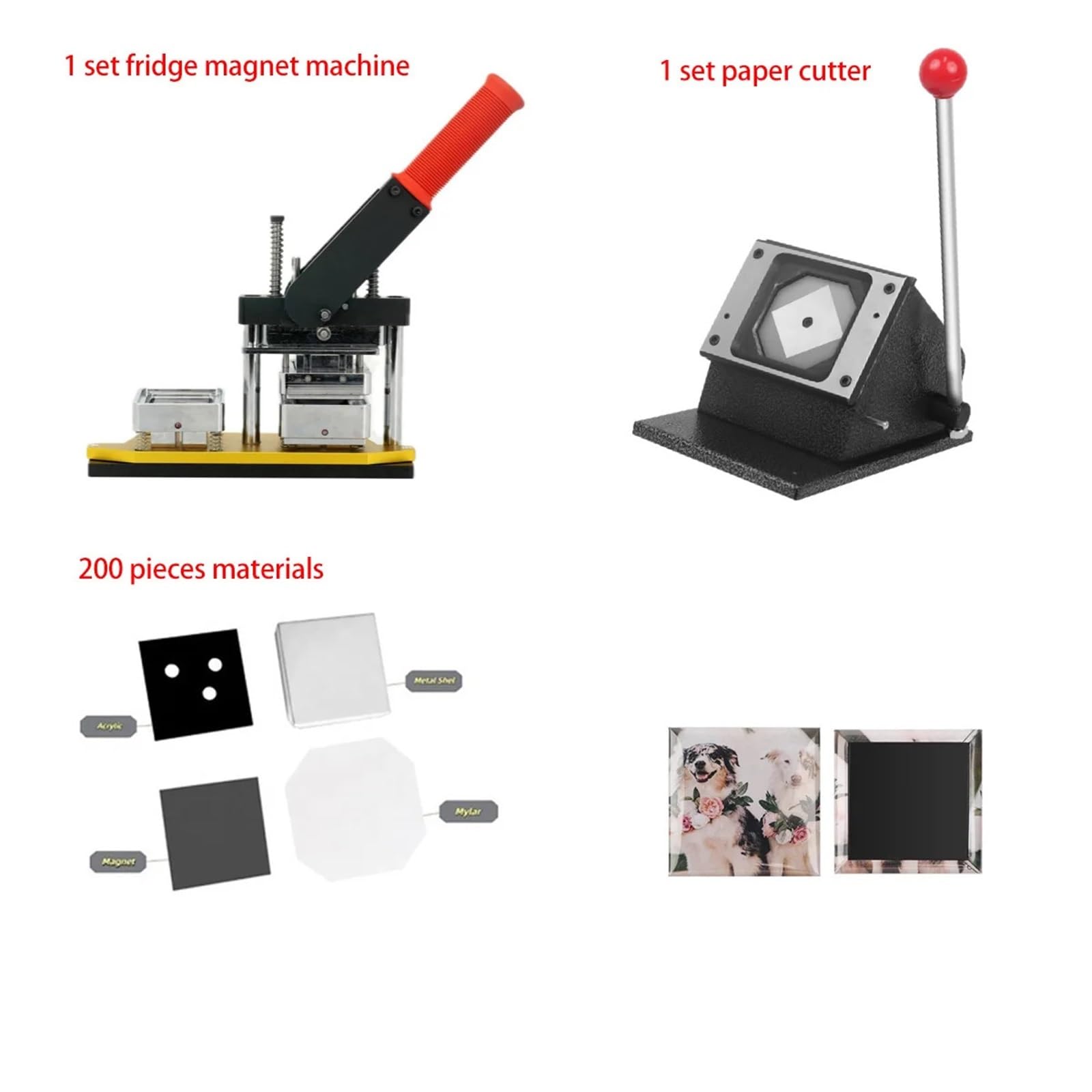 pressa per Badge DIY 200 materiali Para macchina per adesivi per frigorifero da 63,5 * 63,5 mm, macchina per fare magneti per frigorifero Button Maker