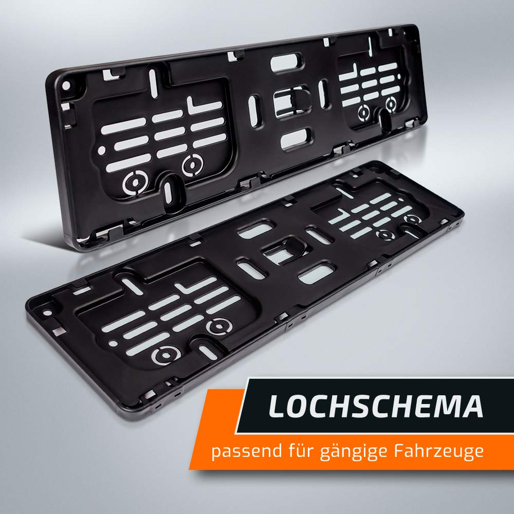 2 Kennzeichenhalter | 420 x 110 mm | SCHWARZ | für Kurze Kennzeichen | 42 x 11 | Nummernschildhalter | Kennzeichen-Halterung | DHL-Versand