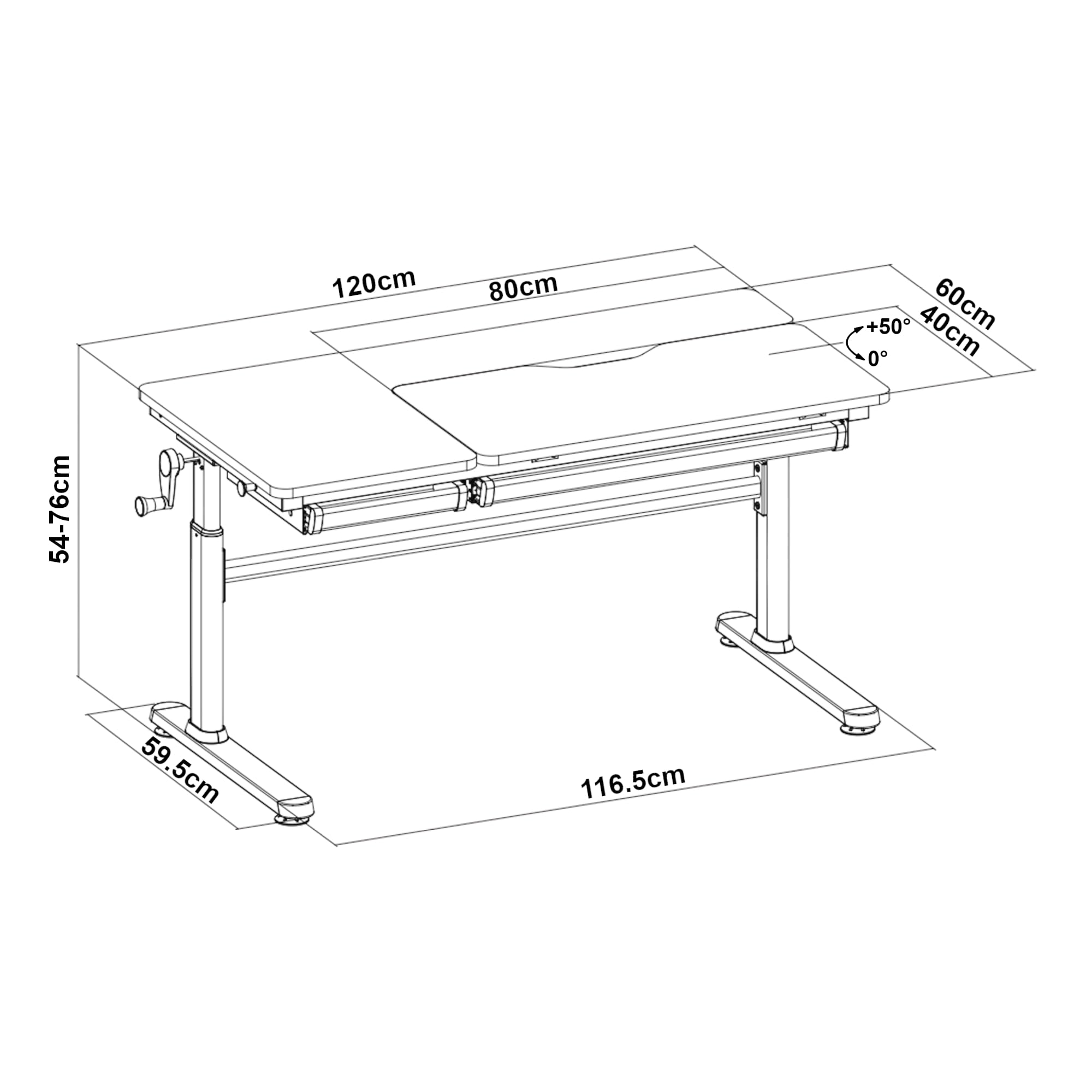 [en.casa] Schreibtisch Kinder Sauda Kinderschreibtisch höhenverstellbar 120 x 60 cm Schülerschreibtisch mit neigbarer Tischplatte und 2 Schubladen Grau/Weiß
