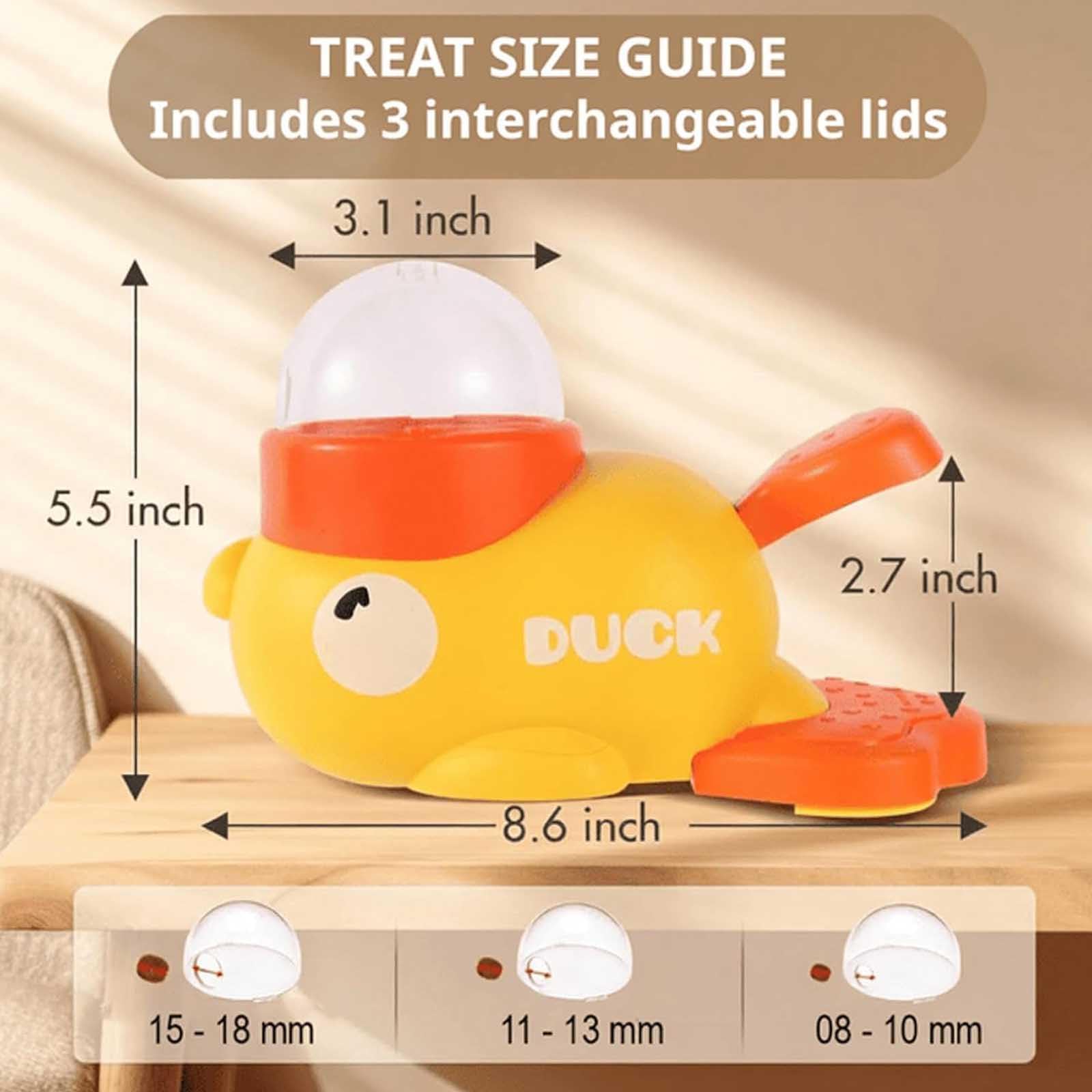 Mangiatoia per gatti Fuzzibud Duckie,Dispenser di snack per gatti Fuzzibud Duck,Giocattolo interattivo 2 in 1 puzzle per cani e mangiatoia lenta,Giocattolo dispenser di cibo per gatti (Yellow)