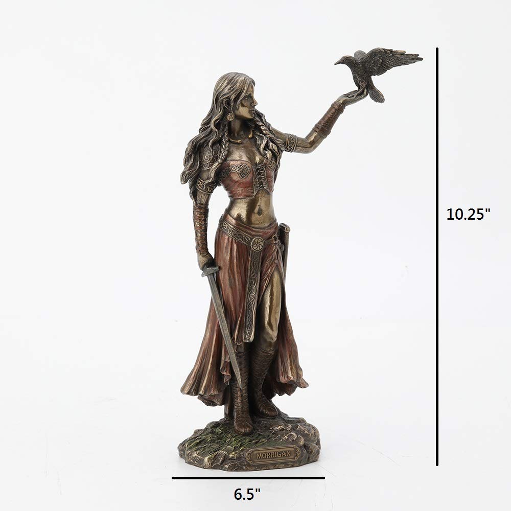 Resin Statues Morrigan The Celtic Goddess of Battle W/Crow & Sword