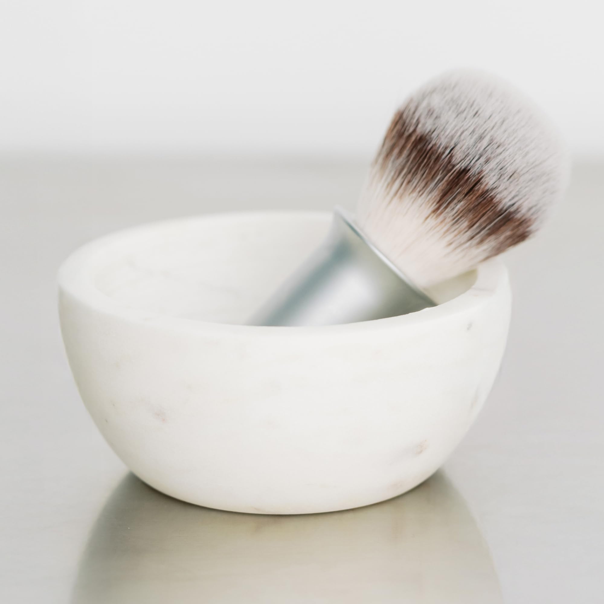 SUPPLY Cuenco de mármol para afeitar – Cuenco de mármol hecho a mano para afeitar, crea mejor espuma, calienta la crema de afeitar, decoración de baño, mármol blanco