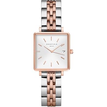 Rosefield BMWLBG-X241 Gift Set The Boxy Watch White Dial Radiation Pattern Gold and Multi Liquid Charms Bracelet in Gold