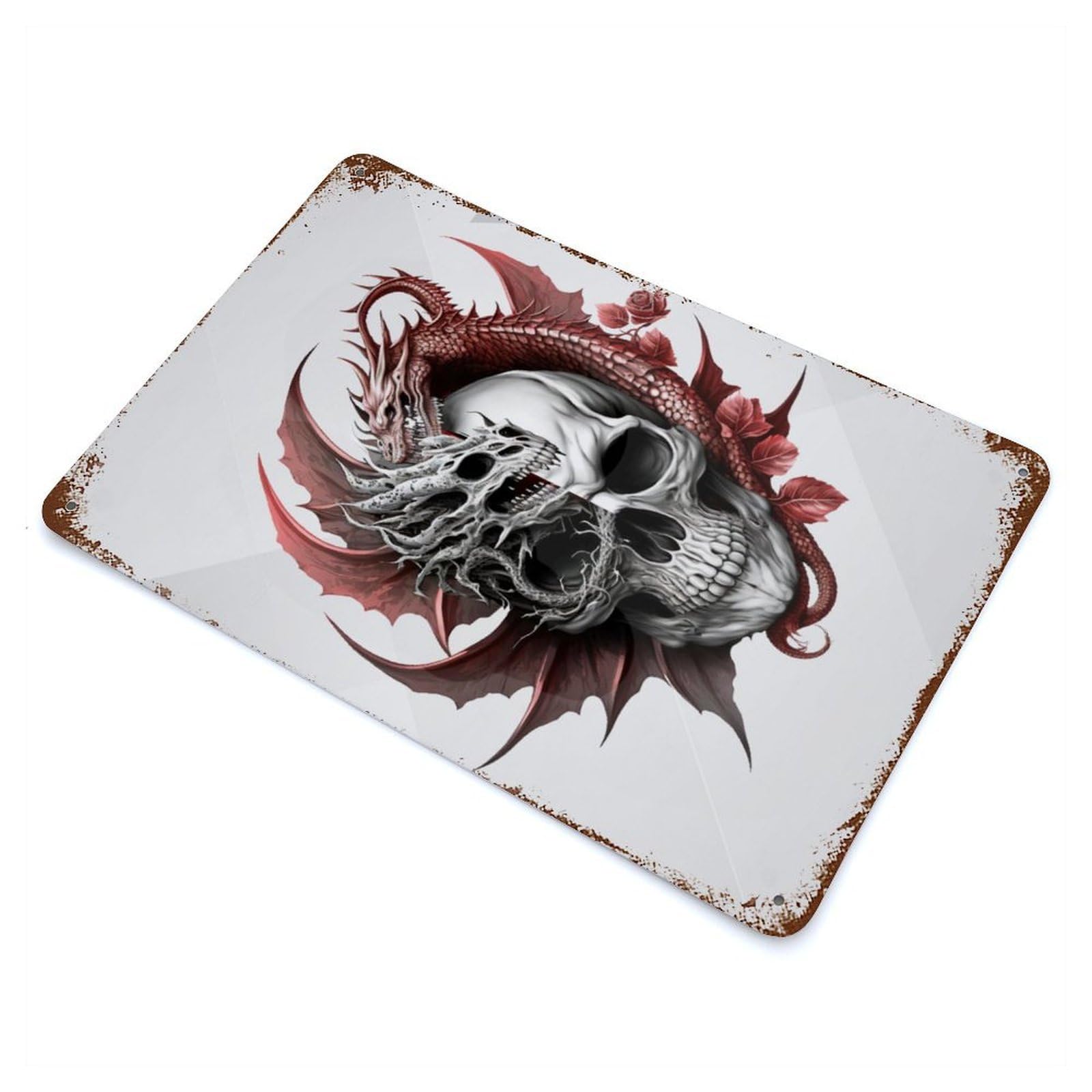 Fallen Dragon Rust Effect Tin Sign 11.8"x7.9", Novelty Wall Decor for Garage, Pub Or Kitchen