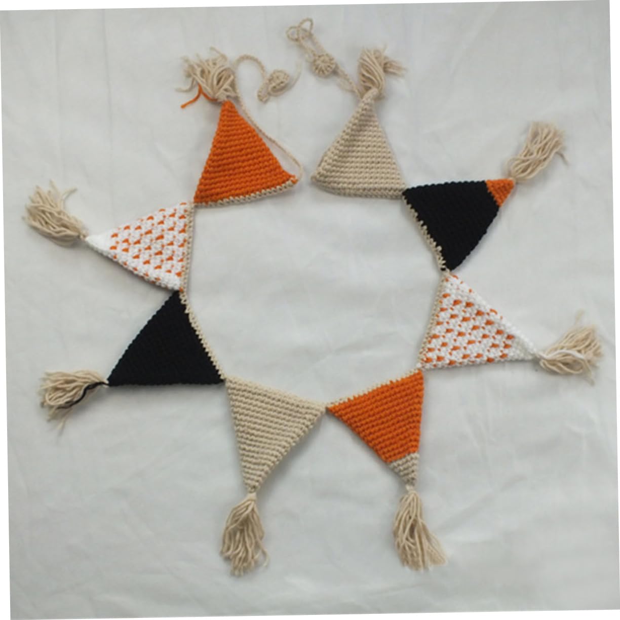 Abaodam 3 Piezas banderín empavesado de crochet de algodón triángulo guirnalda del empavesado decoración pared decoración de pared pancartas del empavesado de algodón