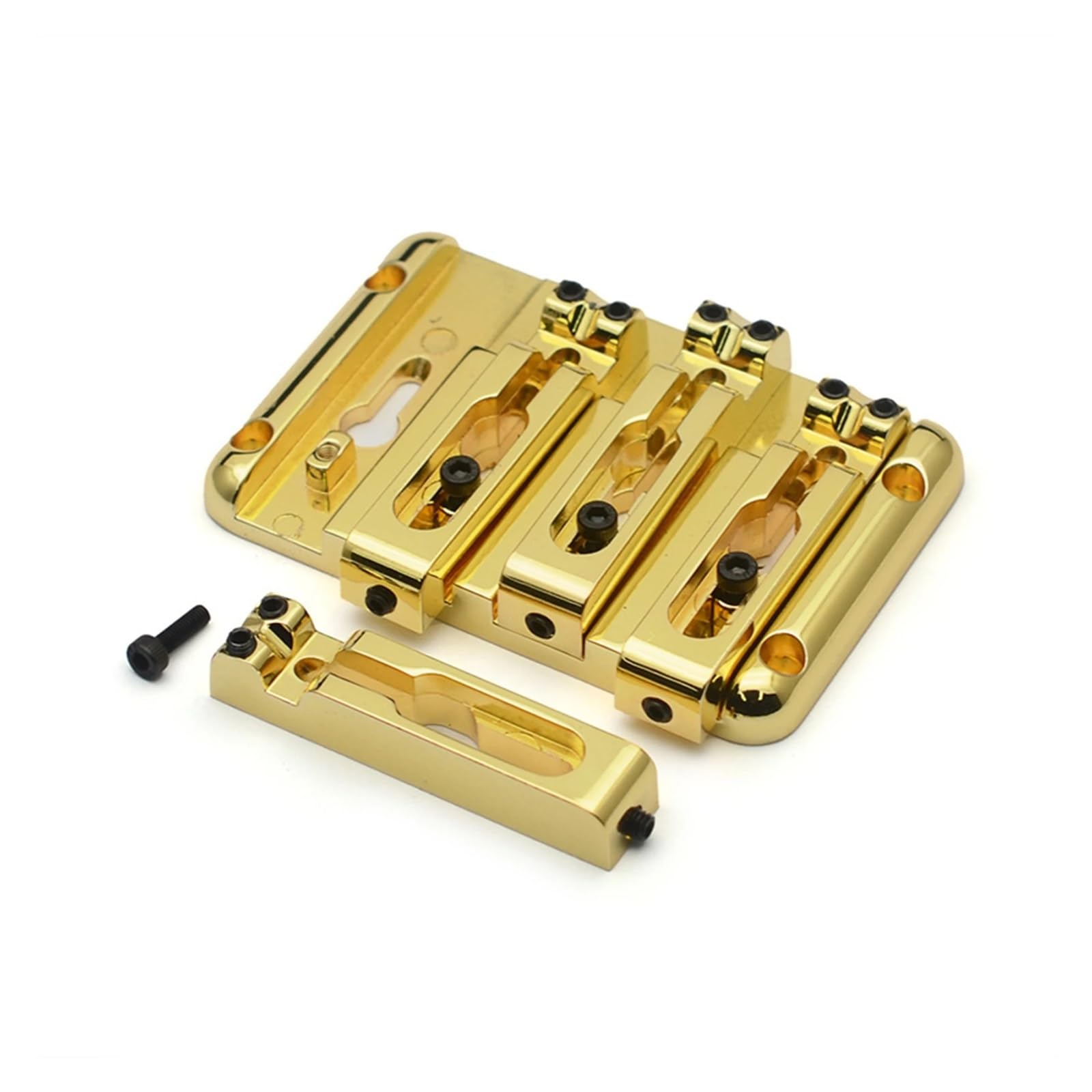 Puente de bajo de 4 cuerdas de aleación de Zinc, espaciado de cuerdas de 20mm, sillín ajustable, piezas de repuesto de instrumento de bajo eléctrico, 90x60mm(Gold)