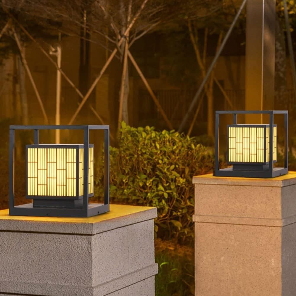 Moderne quadratische Landschaft Solar-LED-Pfostenleuchten for den Garten im Freien Wasserdichte Säulenlampe Außenzaunsäulenlicht for die Terrasse(20 * 23cm)