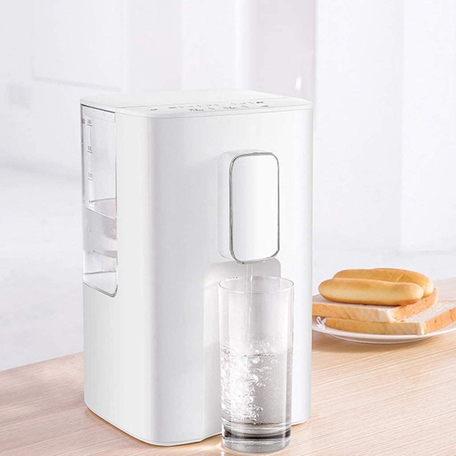 KANBUN Dispensadores de agua caliente para el hogar, dispensador de agua inteligente pequeño dispensador de agua instantáneo, seis controles de temperatura (color: blanco, tamaño: 19 x 19 x 32 cm)