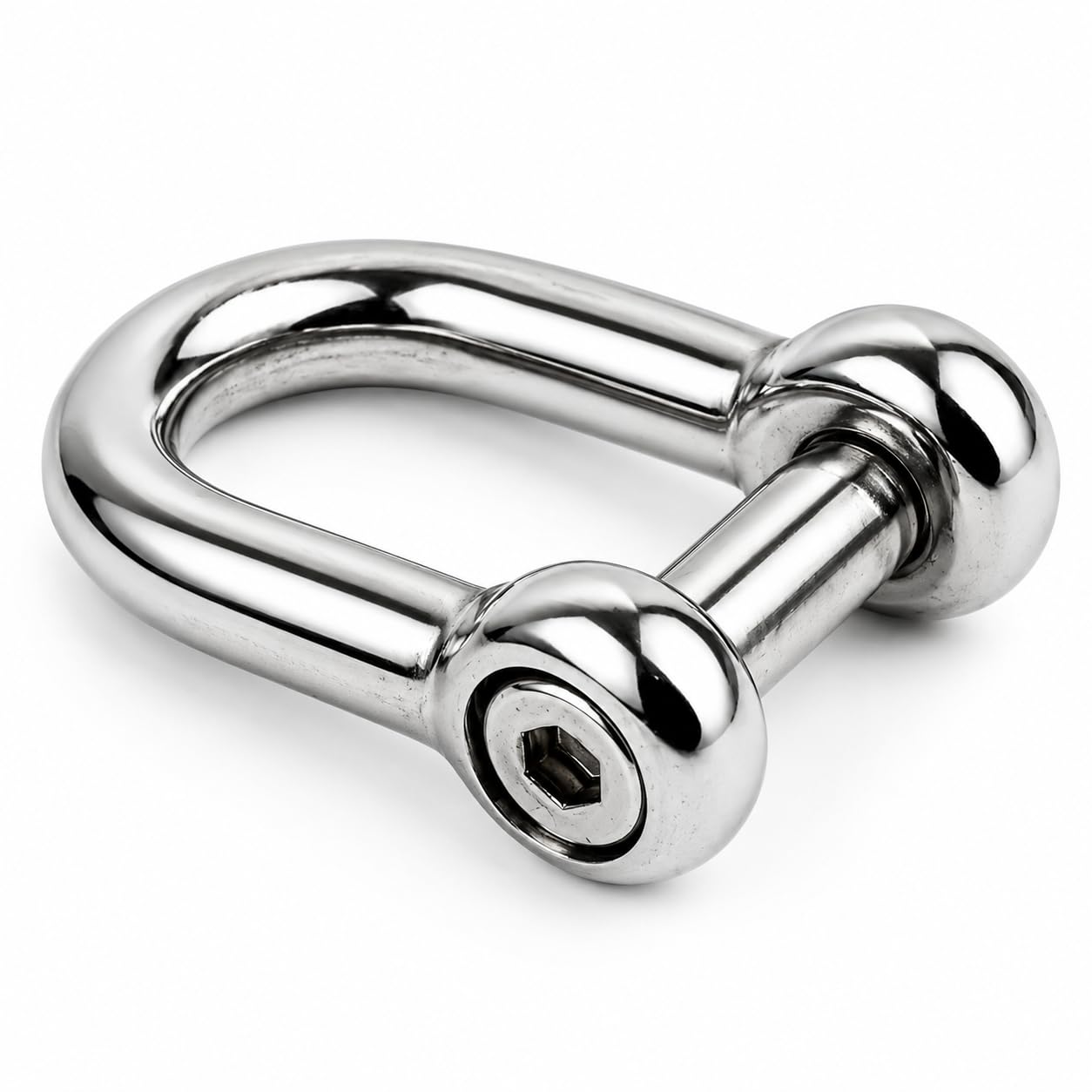 Manille ronde avec vis six pans creux 8 mm, 2 piéces | Acier inoxydable A4 (AISI 316), Connecteur sécurisé pour chaînes et cordages, Accastillage marin, Lot de 2