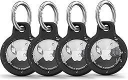 Wanme Airtag Porte Clé IP67 étanche avec Couvercle, 4 Pièces Étuis pour Apple AirTag, Étui Airtag Antichoc, Antiperte et Anti-Rayures, Compatible pour clés, Animaux, Bagages (Noir/Noir/Noir/Noir)