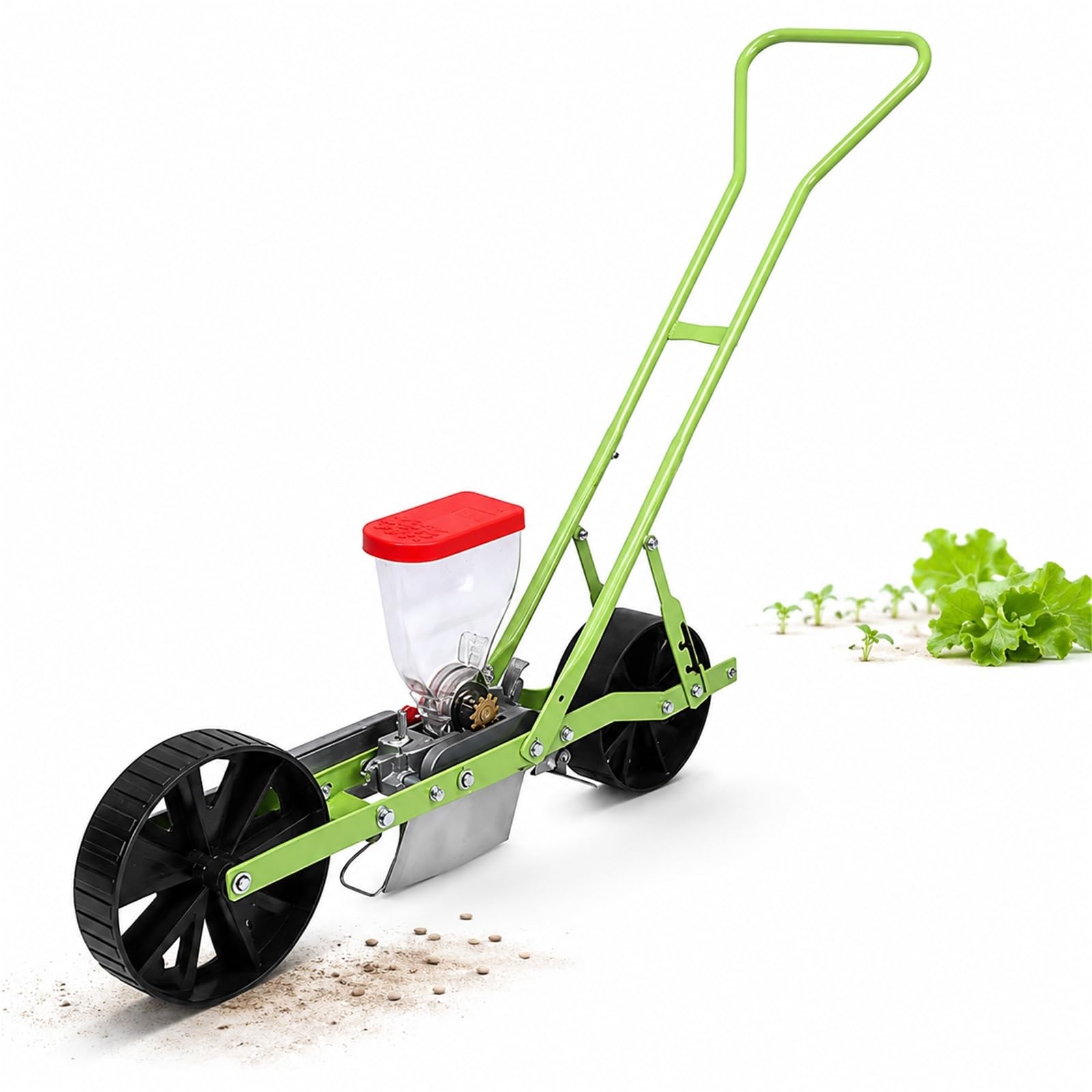 Sembradora de jardín Manual, Sembradora de jardín de Empuje Manual | Espaciado y profundidad entre hileras/plantas ajustables for maíz y frijoles.(1line)