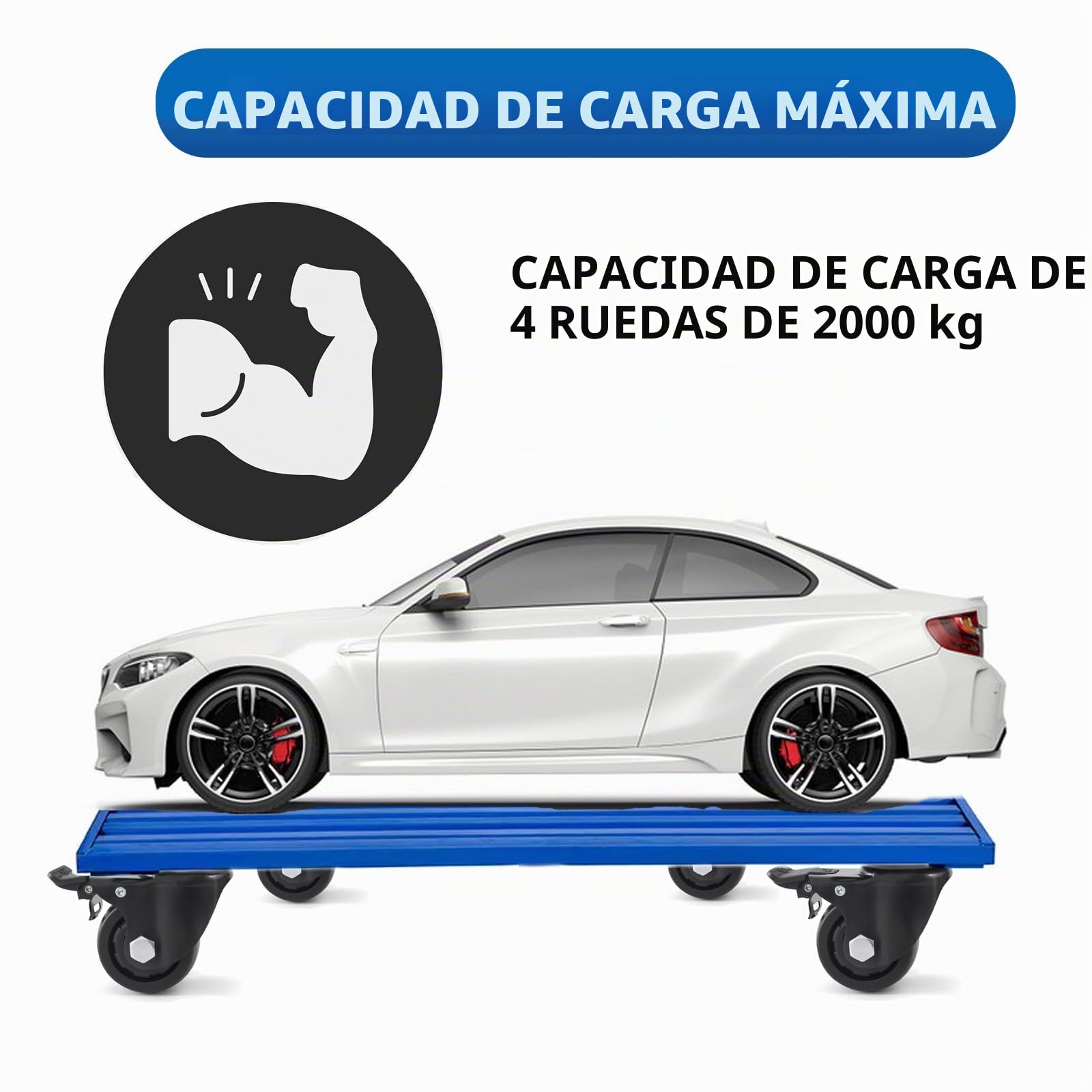 Ruedas para Muebles Pesados con Freno, 75MM Ruedas Giratorias, 4 Rueda Pivotantes Grandes Carga de 2000KG, Silencioso y Resistente Nylon Ruedas de Placa Industriales