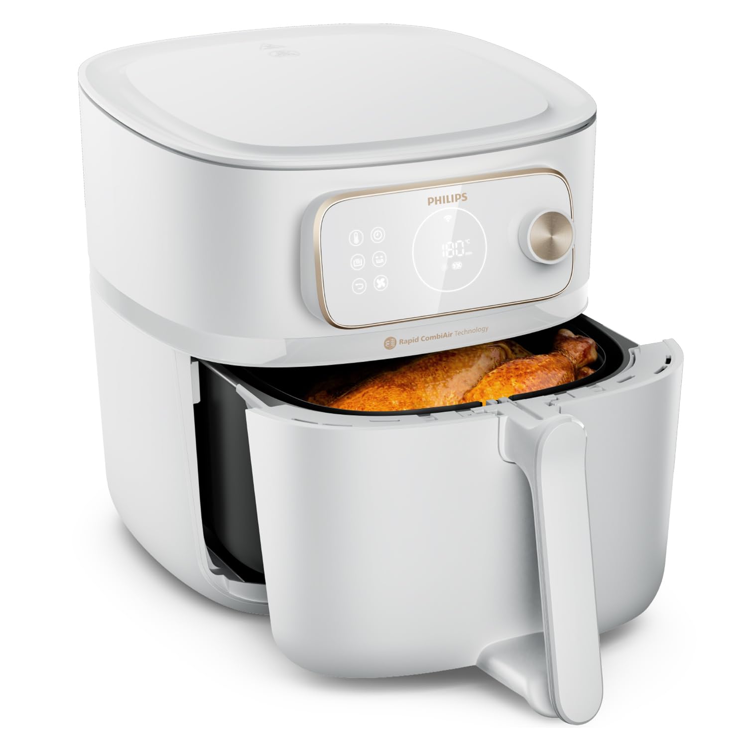 Philips Airfryer Combi 7000 Series XXL - 8,3L (2kg), Airfryer 22-in-1, connessa al WiFi, con il 99% di grassi in meno** e Rapid CombiAir, App HomeID, Bianco (HD9876/20)