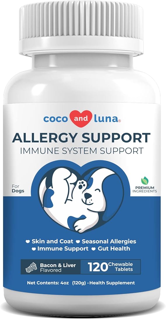 Allergy Support for Dogs 120 Chewable Tablets with Dog