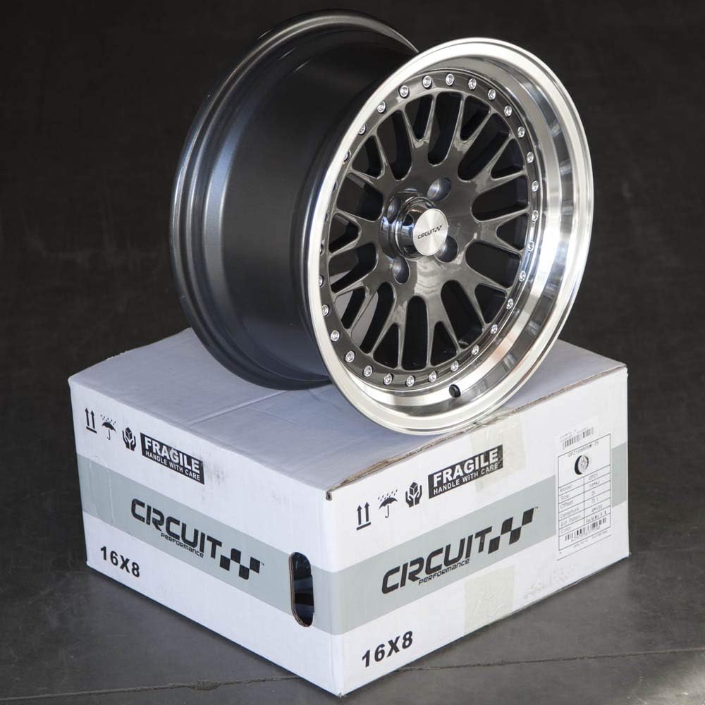 Circuit Performance CP21 16x8 Gun Metal Wheel 4×100 [+25mm] compatible with Honda Civic EK EG, Acura Integra, BMW E30, Mazda Miata
