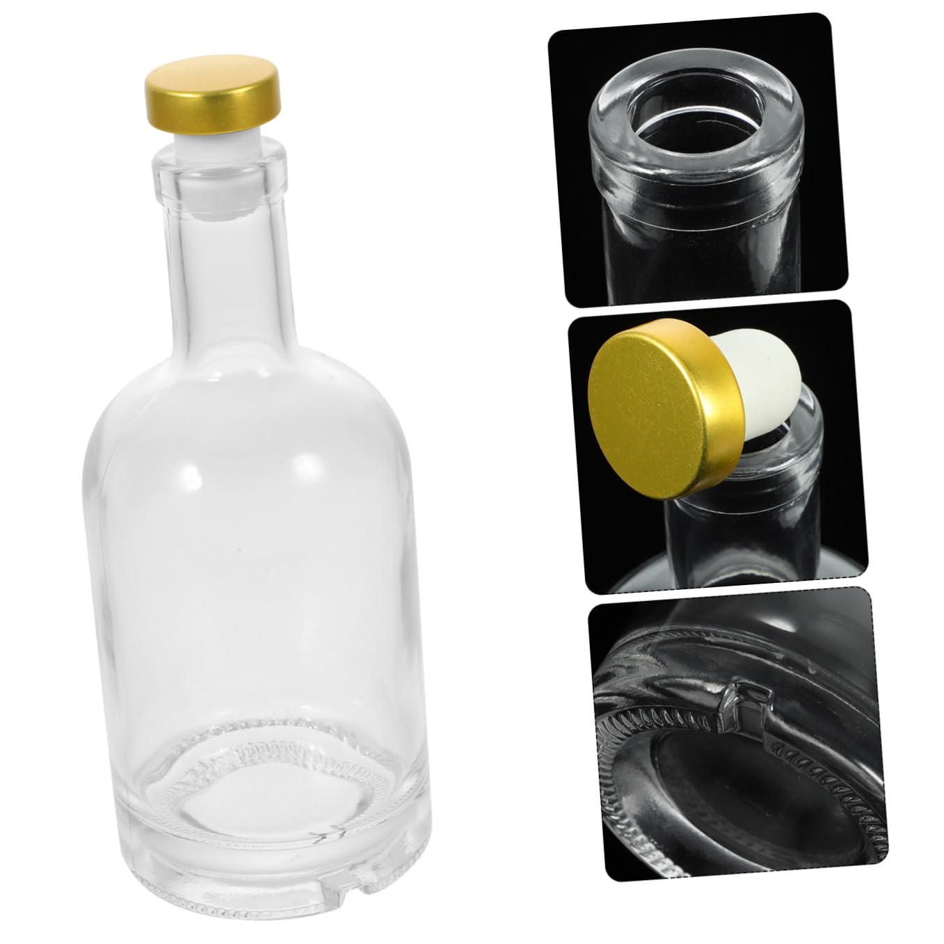 COLLBATH 2 Stück Glasflaschen 375ml mit Dickem Boden und Anti Rutsch Boden Große Kapazität für Zuhause und Club Wodkaflaschen aus Transparentem Glas Zufällige Farbe