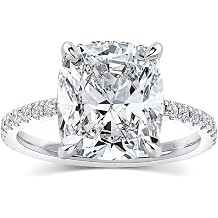 RODIFFY 4CT Cushion Cut Engagement Ring for Women, S925 Silver Clear/Yellow Stone Promise Ring with Hidden Halo