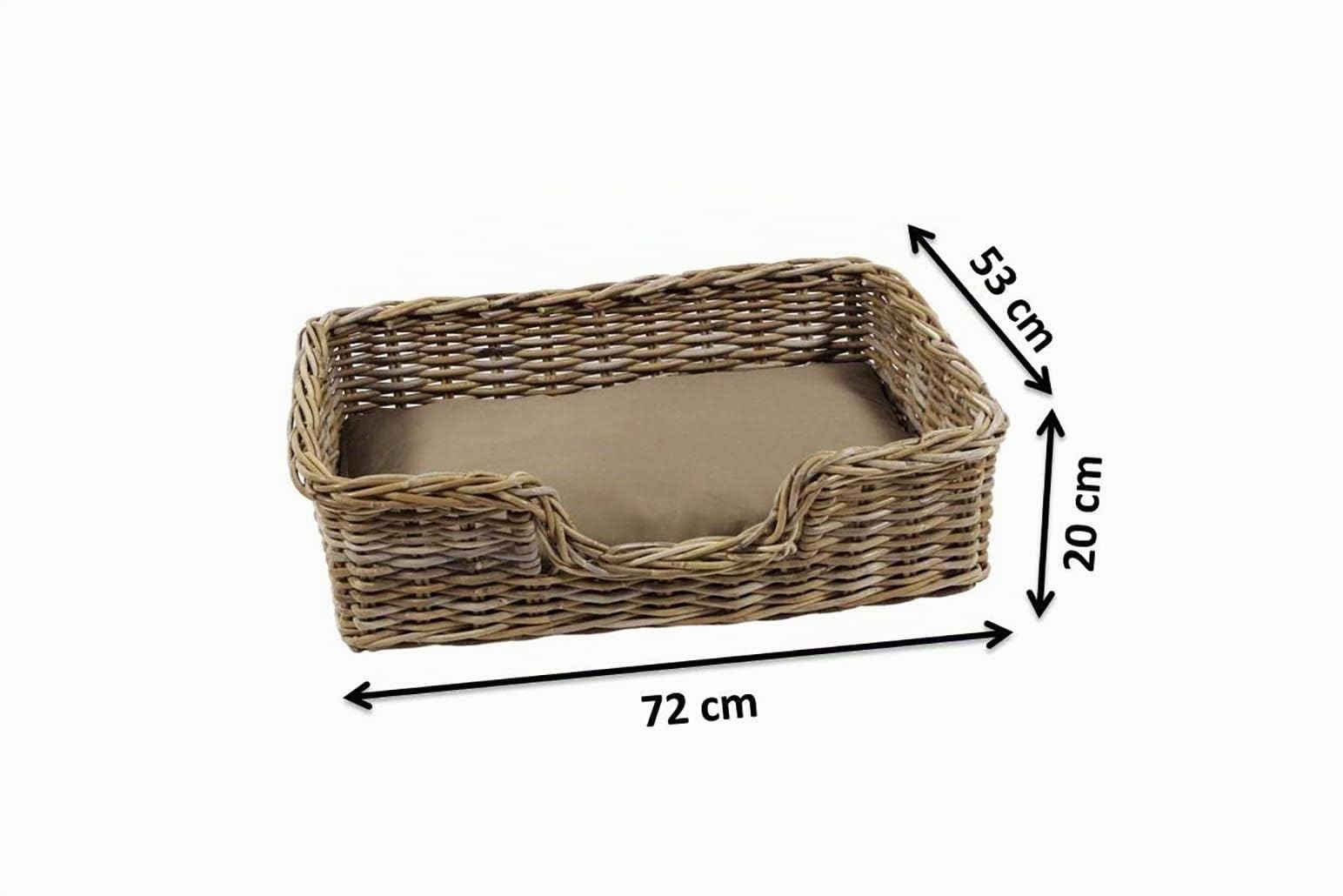 Kobolo Hundekorb Hundesofa aus stabilem Rattan geflochten 72x53x20 cm