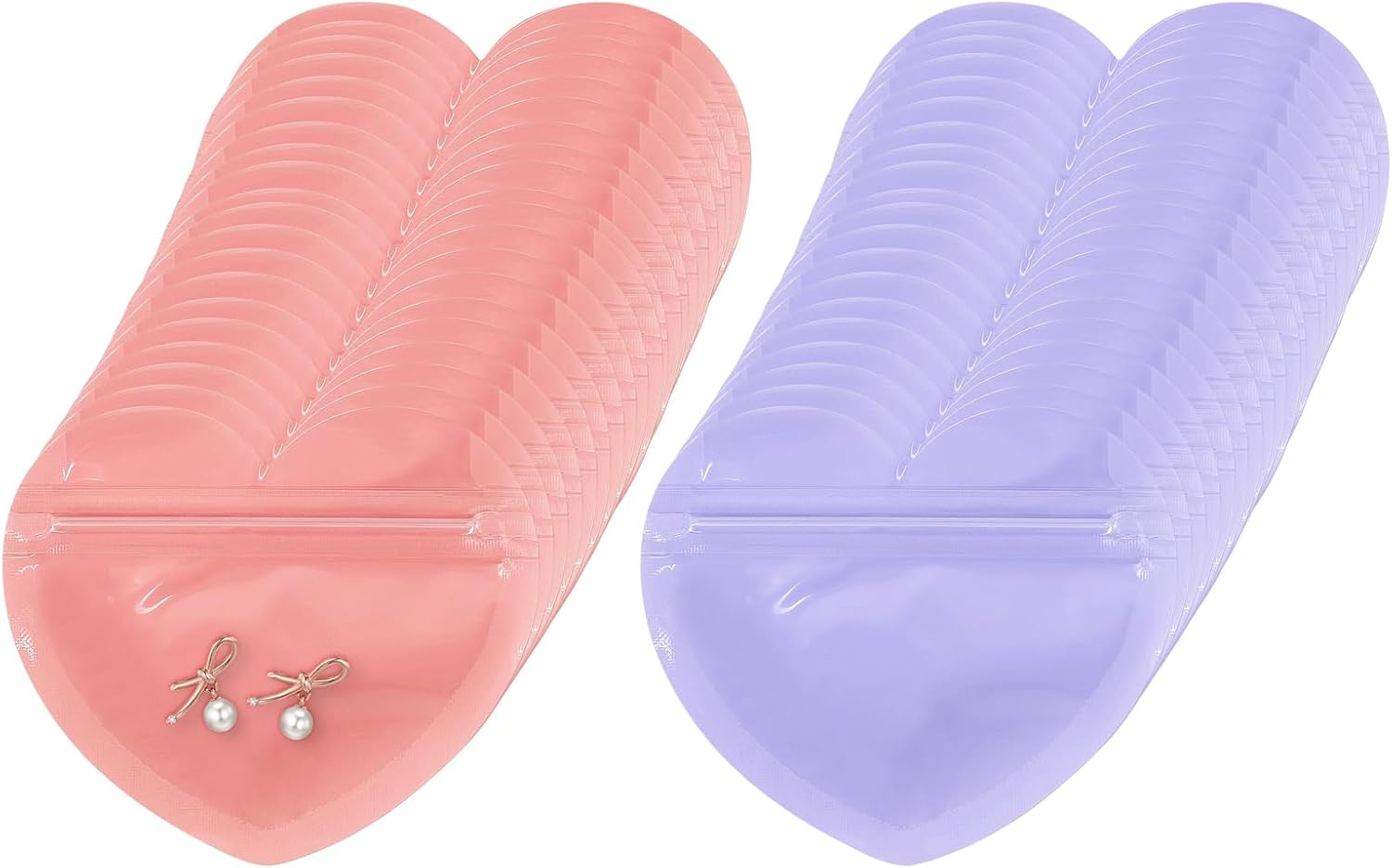 100 PCS HeartShaped Jewelry Bags Clear Resealable Packaging Bags for Small Business Supplies