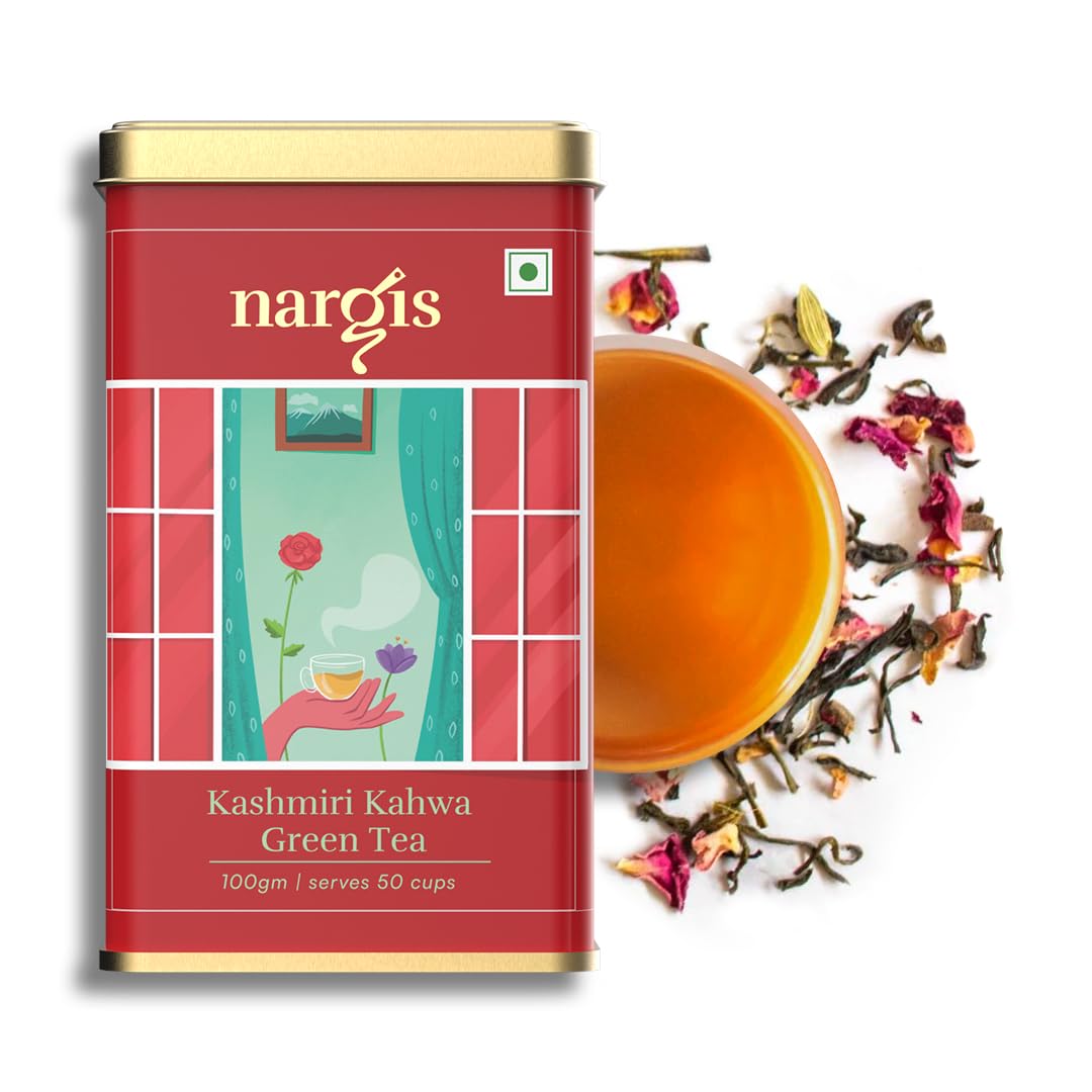 Nargis Tea Kashmiri Kahwa Green Tea 100gm | Blended with 9 Natural Ingredients including pure saffron and premium green tea leaves | Antioxidants, Relaxing, Improves Immunity & Metabolism (B0C955LK3R) Amazon Price History, Amazon Price Tracker