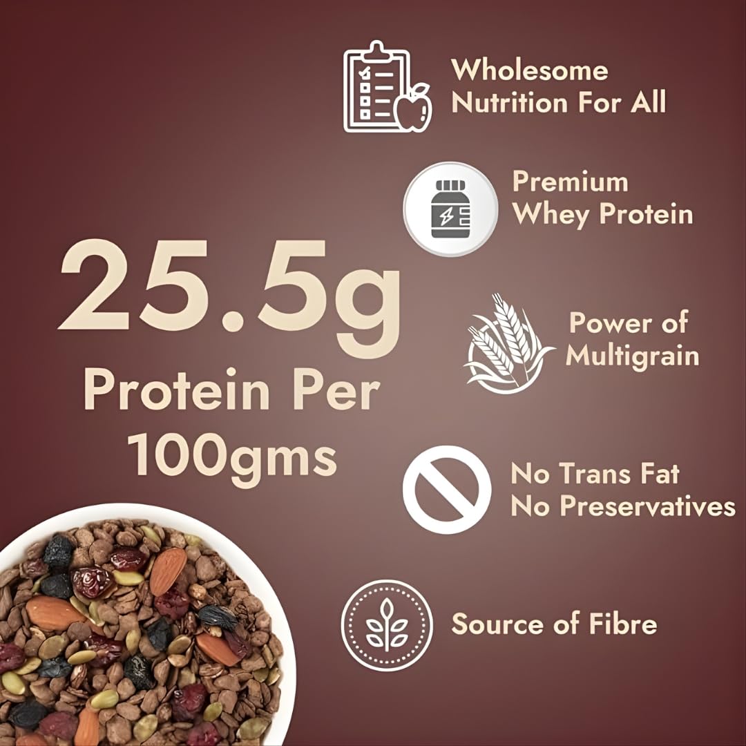 Yolo Roots 5-in-1 Seed Mix 200g + Whey Dark Chocolate Muesli 400g Combo | Super Seeds & 17% Whey Protein | No Added Sugar Pack of 2 3