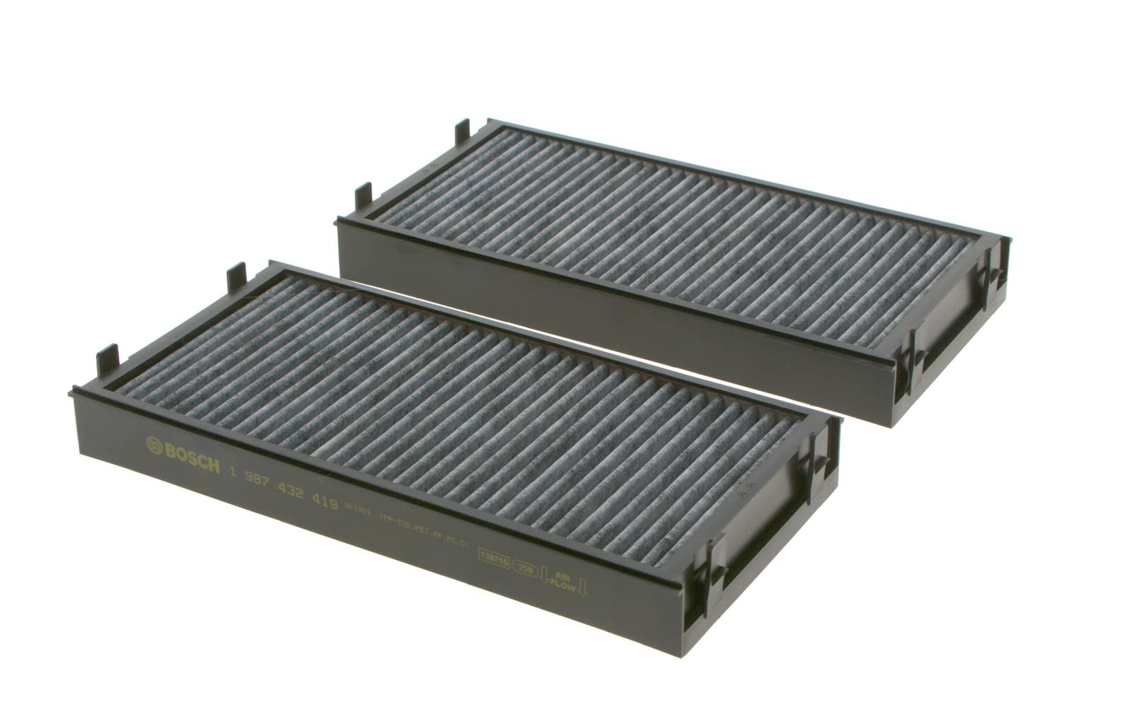Bosch Filtro Abitacolo ai Carboni Attivi R2419, Filtro di Ricambio - Contro cattivi odori, polline e polvere per un'aria più pulita all'interno del veicolo - 2 Filtri