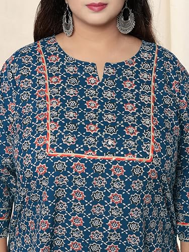 Image of MIRCHI FASHION Plus Size Pure Cotton Kurta Set for Women | 3 Piece Printed Straight Fit 4XL 5XL Kurta Pant Set with Dupatta | Ethnic Work Wear Set | 3XL 4XL 5XL Salwar Suit
