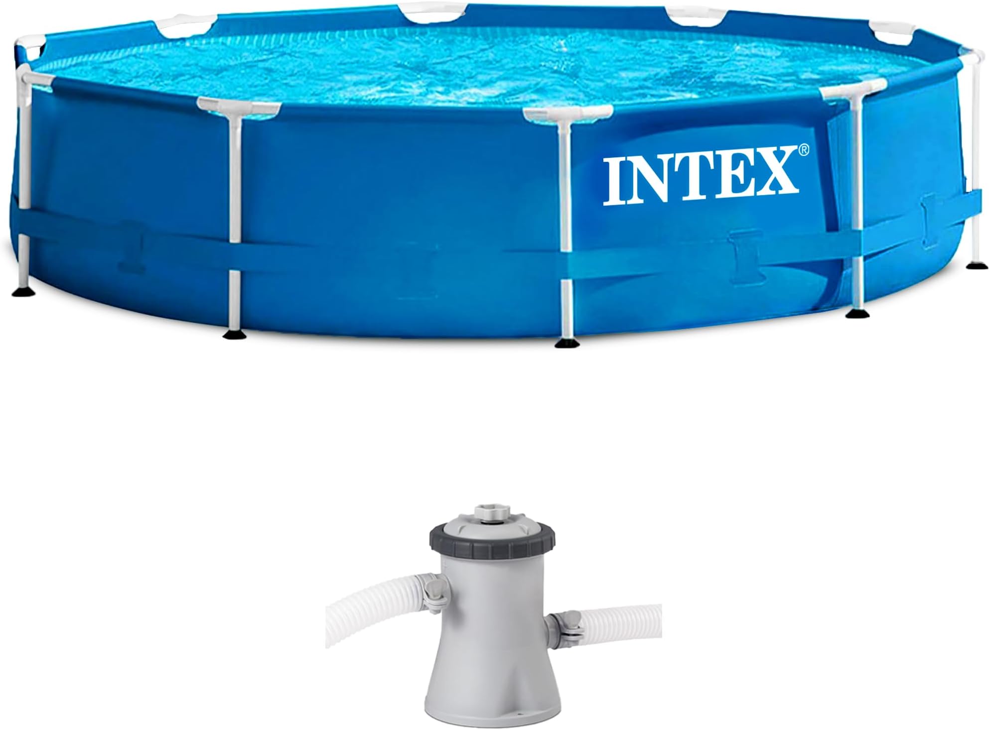 Metal Frame 10 ft x 30 in Above Ground Pool Set, Round Swimming Pool with Steel Frame, 330 GPH Cartridge Filter Pump, and Type H Filter Cartridge