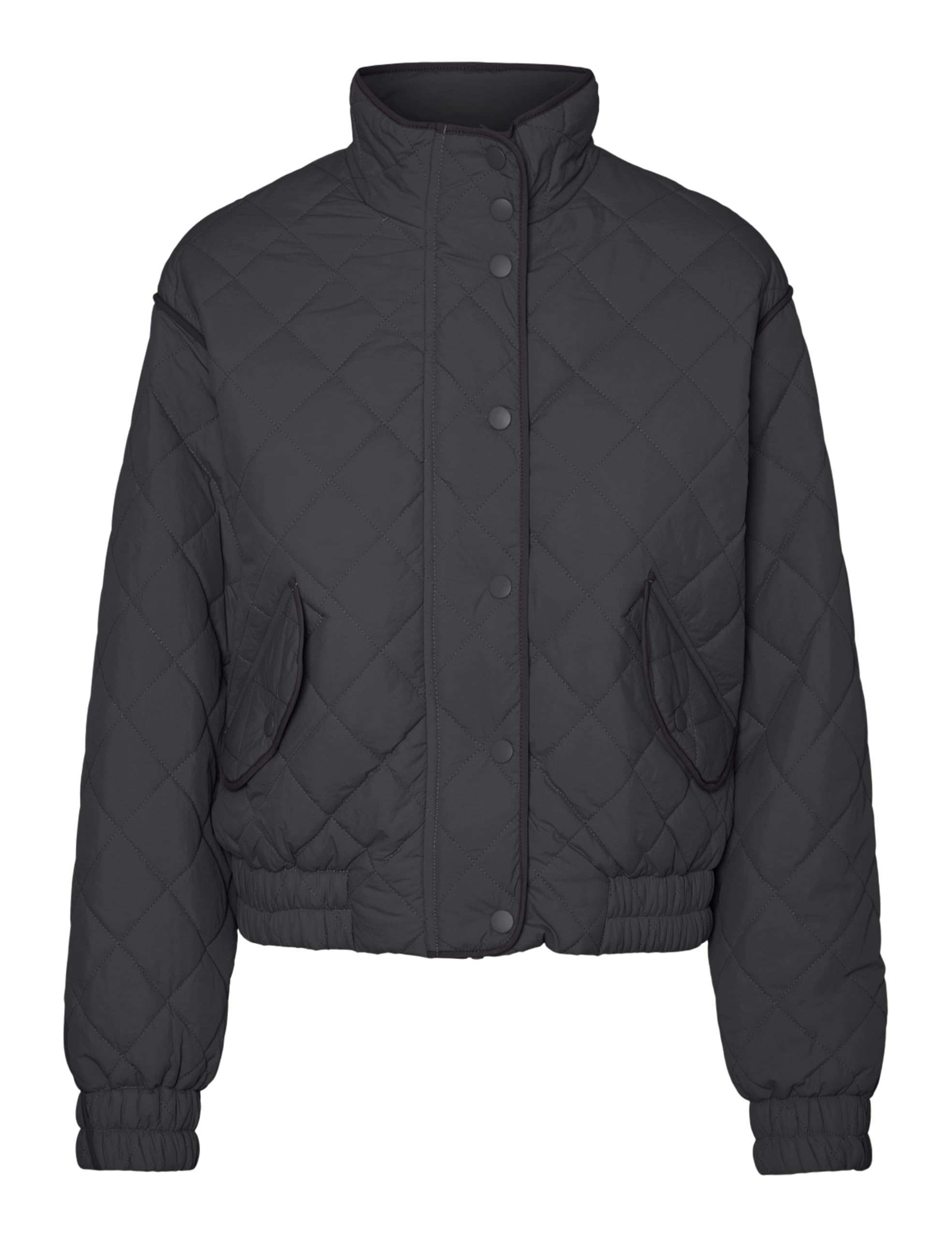 VERO MODA Women's Vmvilma Short Jacket Ent Quilted, Asphalt, M