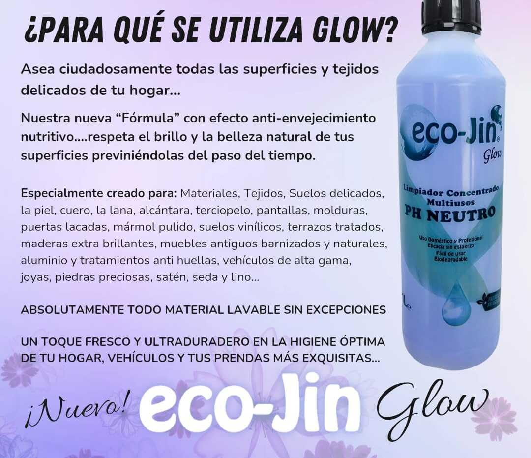 ECO-JIN Limpiador Multiusos Extra Concentrado PH Neutro Glow con Difusor Aroma Jazmin y Violetas