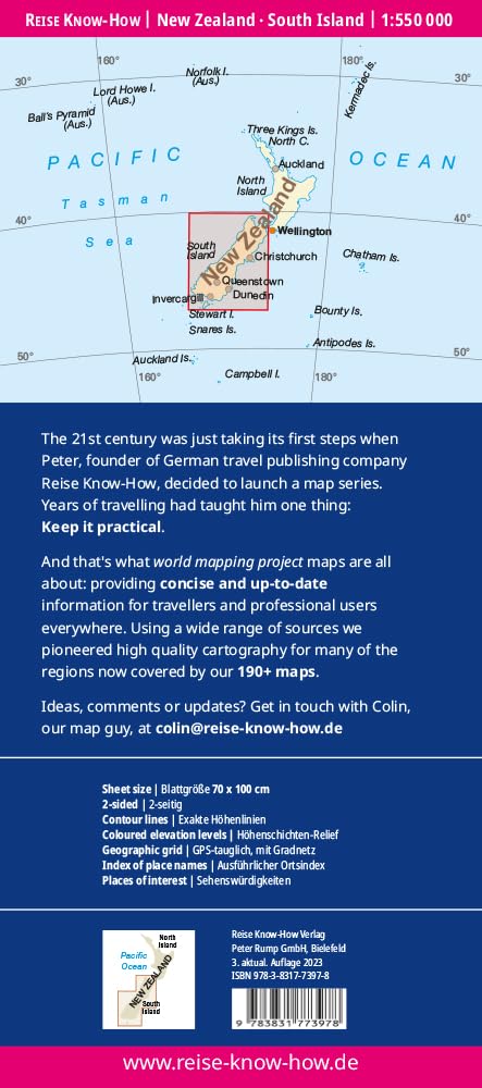 Reise Know-How Landkarte Neuseeland, Südinsel 1:550.000: world mapping project (New Zealand - South Island (1:550.000))